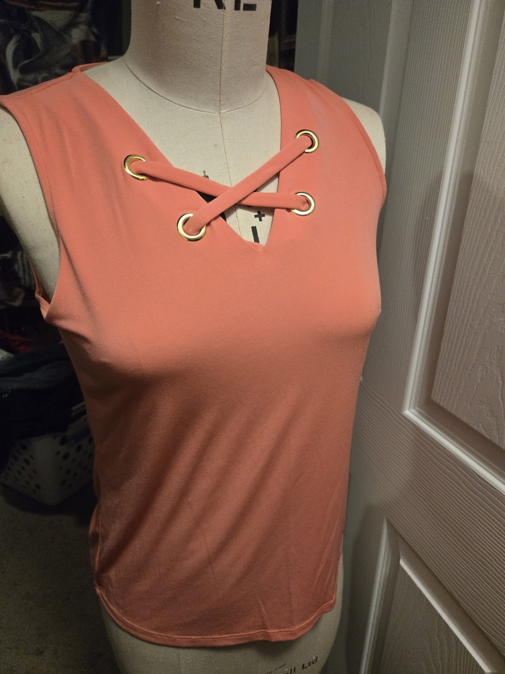 MICHAEL Michael Kors Coral Crisscross Grommet Tank